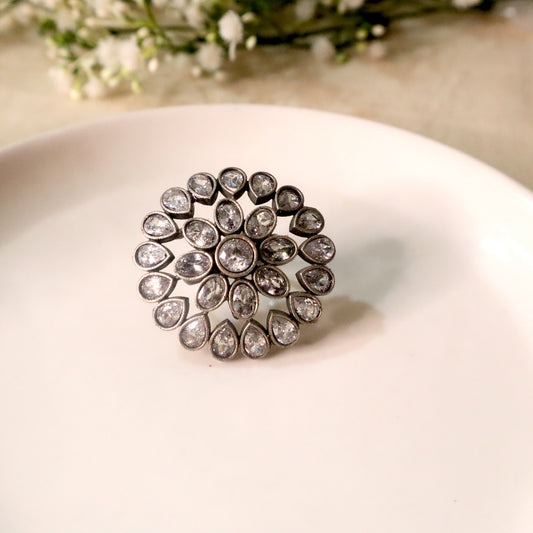 Noor Adjustable Cocktail Ring- White
