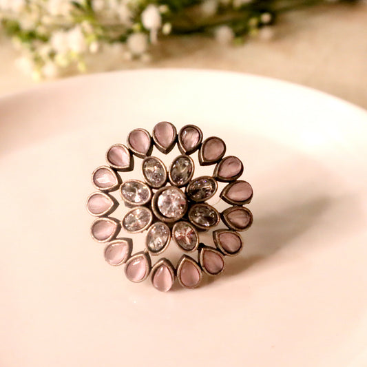Noor Adjustable Cocktail Ring- Blush