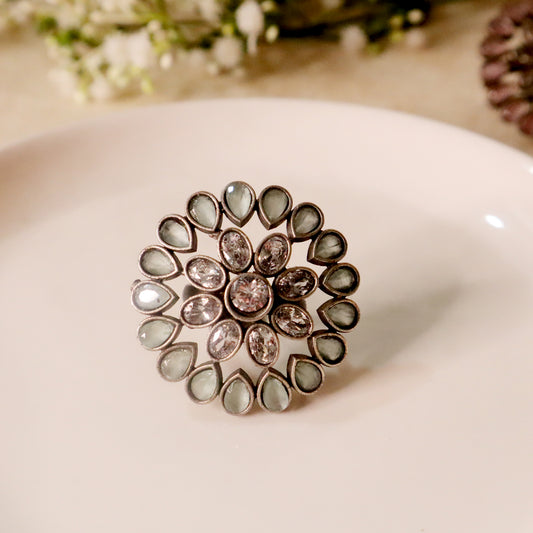 Noor Adjustable Cocktail Ring- Mint